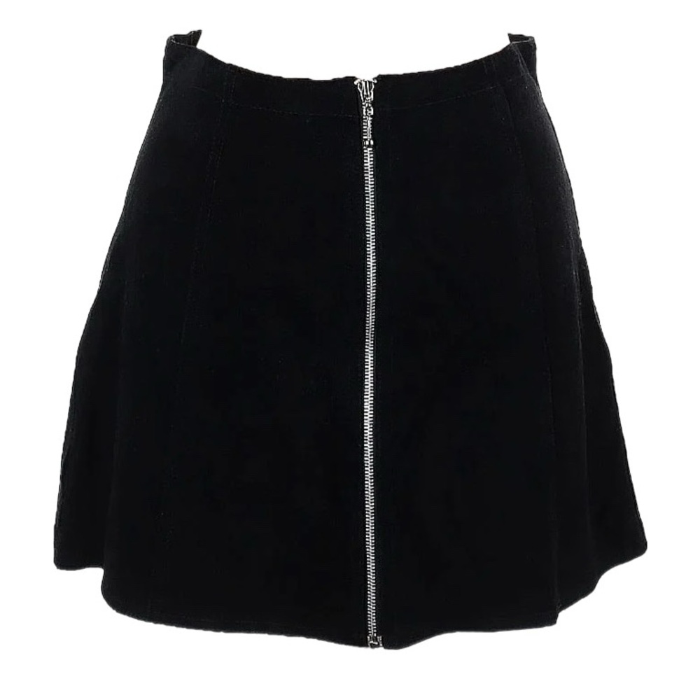 Vintage PunchLine Womens black leather A-line skirt Fully lined Size 11